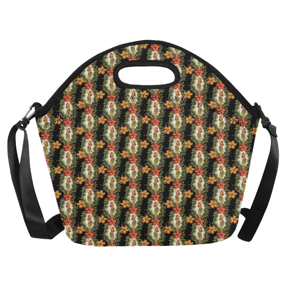 Hawaiian Flower Hula Hibiscus Print Neoprene Lunch Bag (Model 1669)(Large)-JTAMIGO.COM