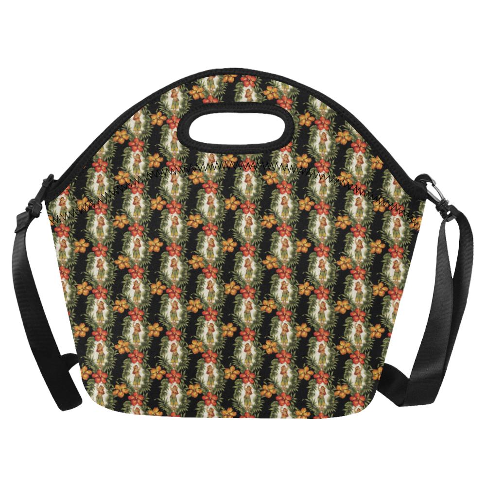 Hawaiian Flower Hula Hibiscus Print Neoprene Lunch Bag (Model 1669)(Large)-JTAMIGO.COM