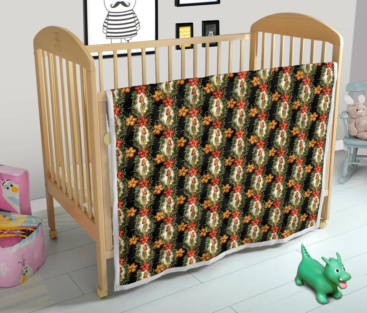 Hawaiian Flower Hula Hibiscus Print Premium Quilt-JTAMIGO.COM