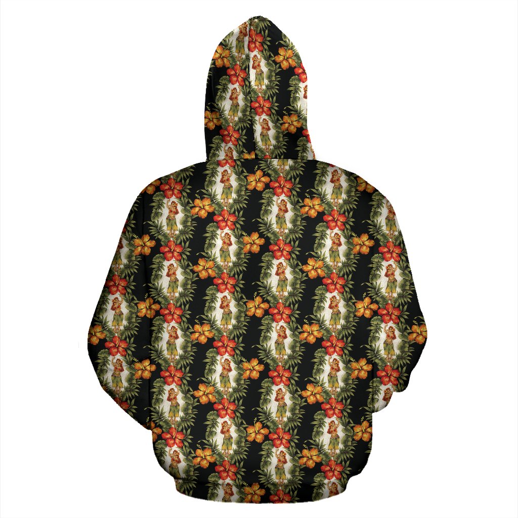 Hawaiian Flower Hula Hibiscus Print Pullover Hoodie