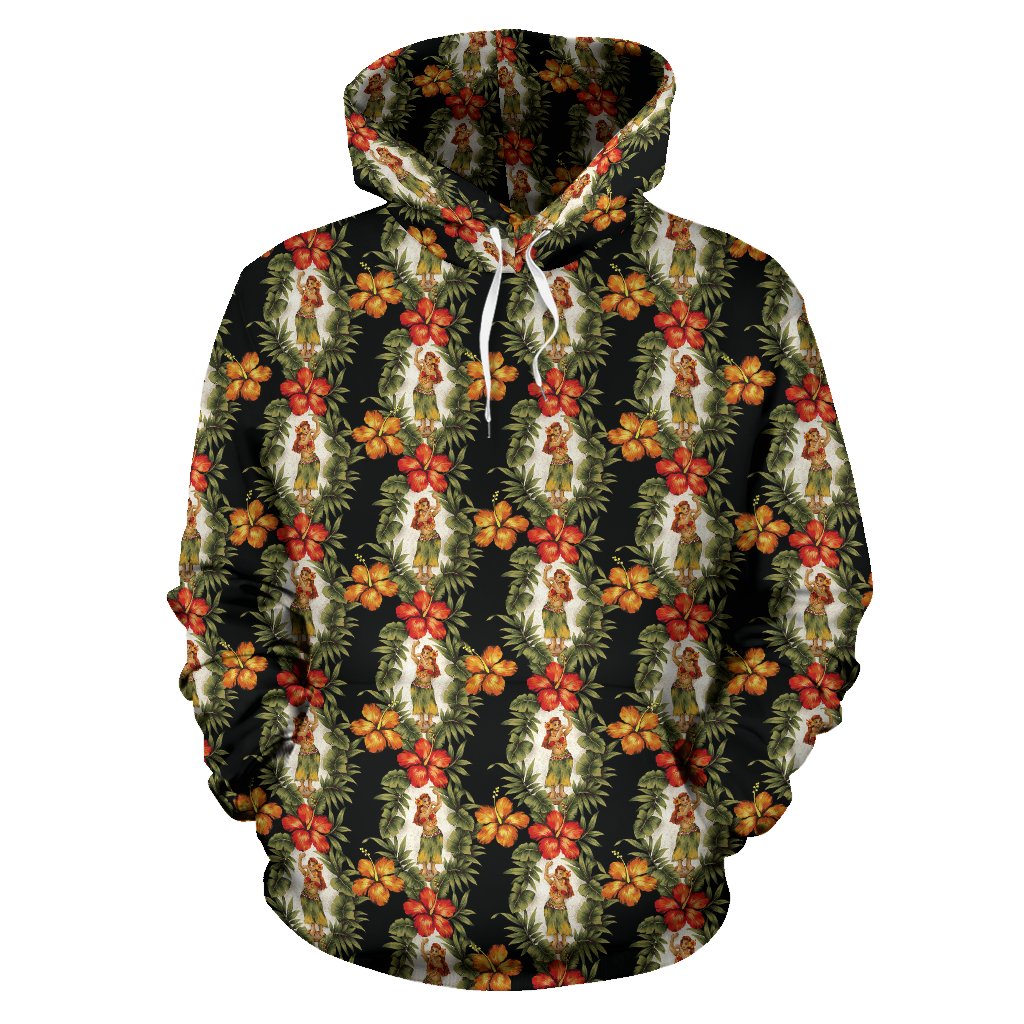 Hawaiian Flower Hula Hibiscus Print Pullover Hoodie