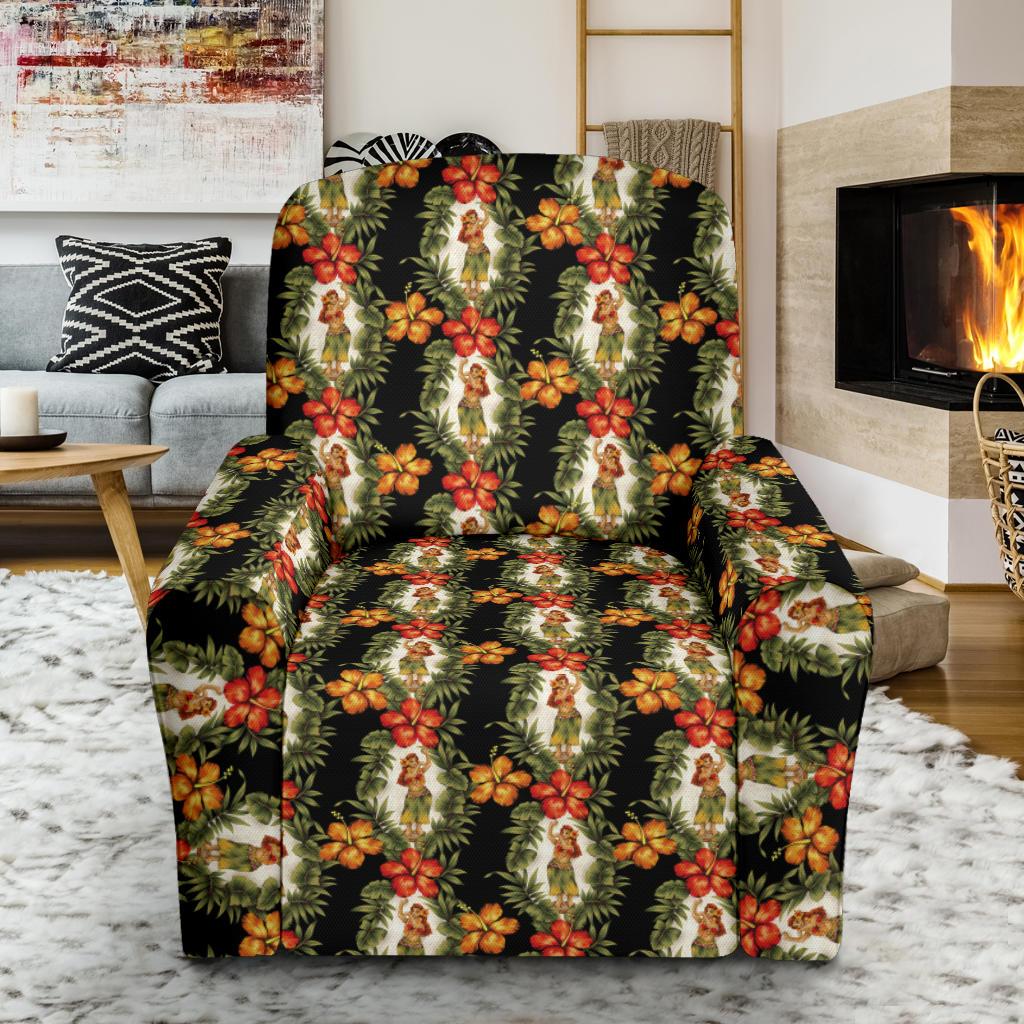 Hawaiian Flower Hula Hibiscus Print Single Sofa Slipcover -JTAMIGO.COM