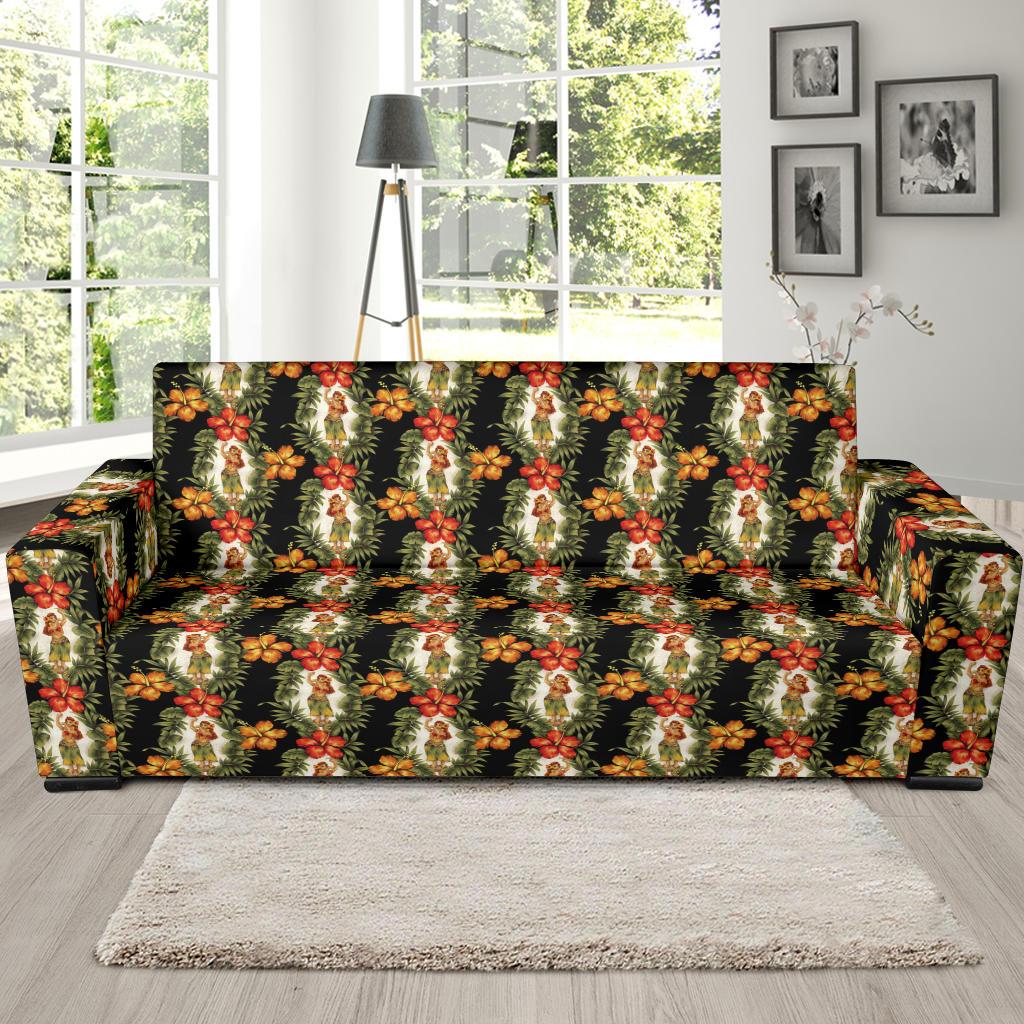Hawaiian Flower Hula Hibiscus Print Sofa Slipcover-JTAMIGO.COM