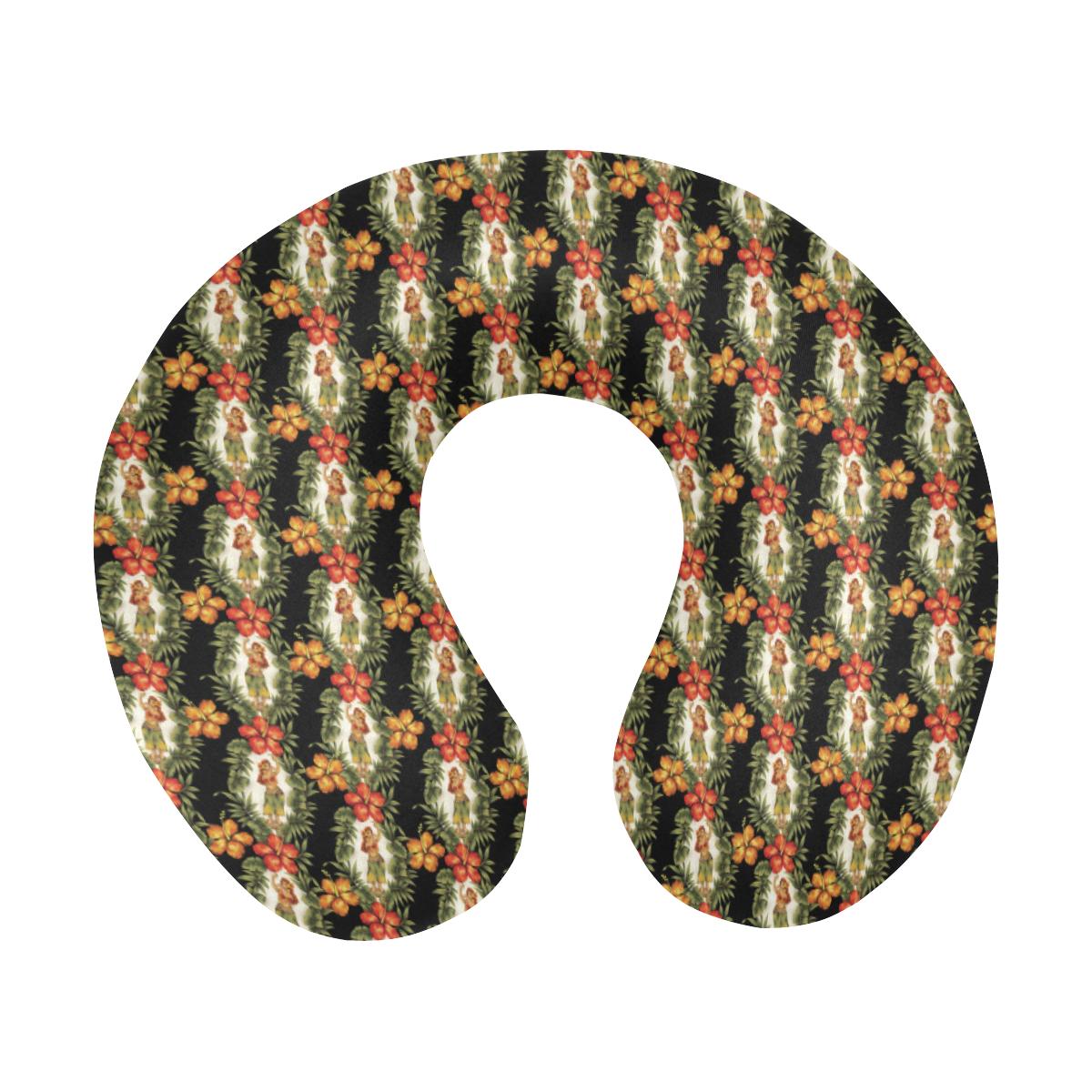 Hawaiian Flower Hula Hibiscus Print U-Shaped Travel Neck Pillow-JTAMIGO.COM