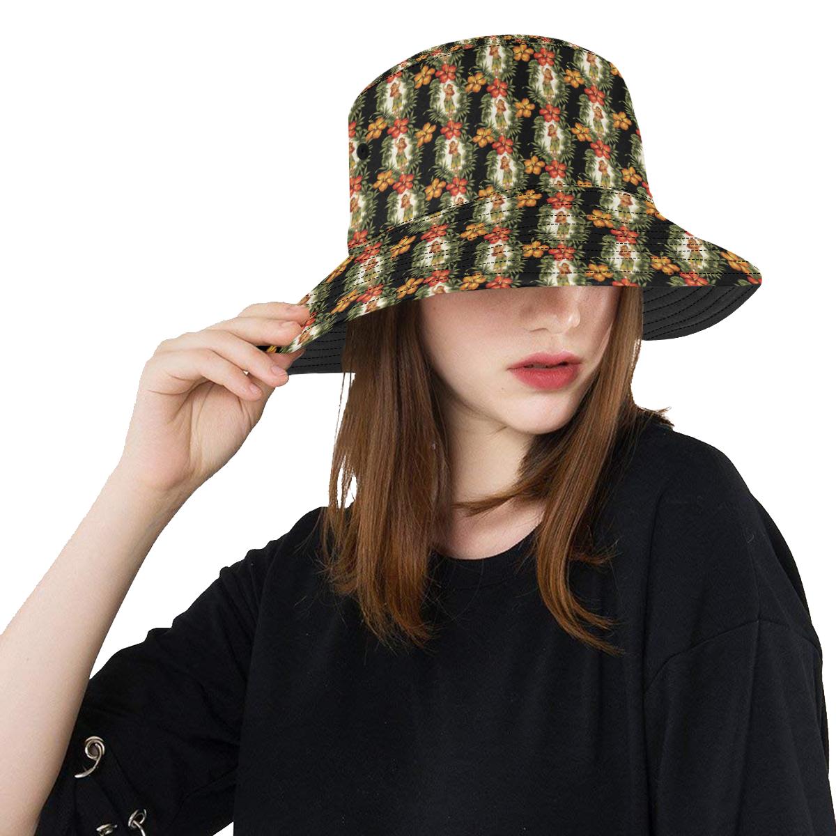 Hawaiian Flower Hula Hibiscus Print Unisex Bucket Hat