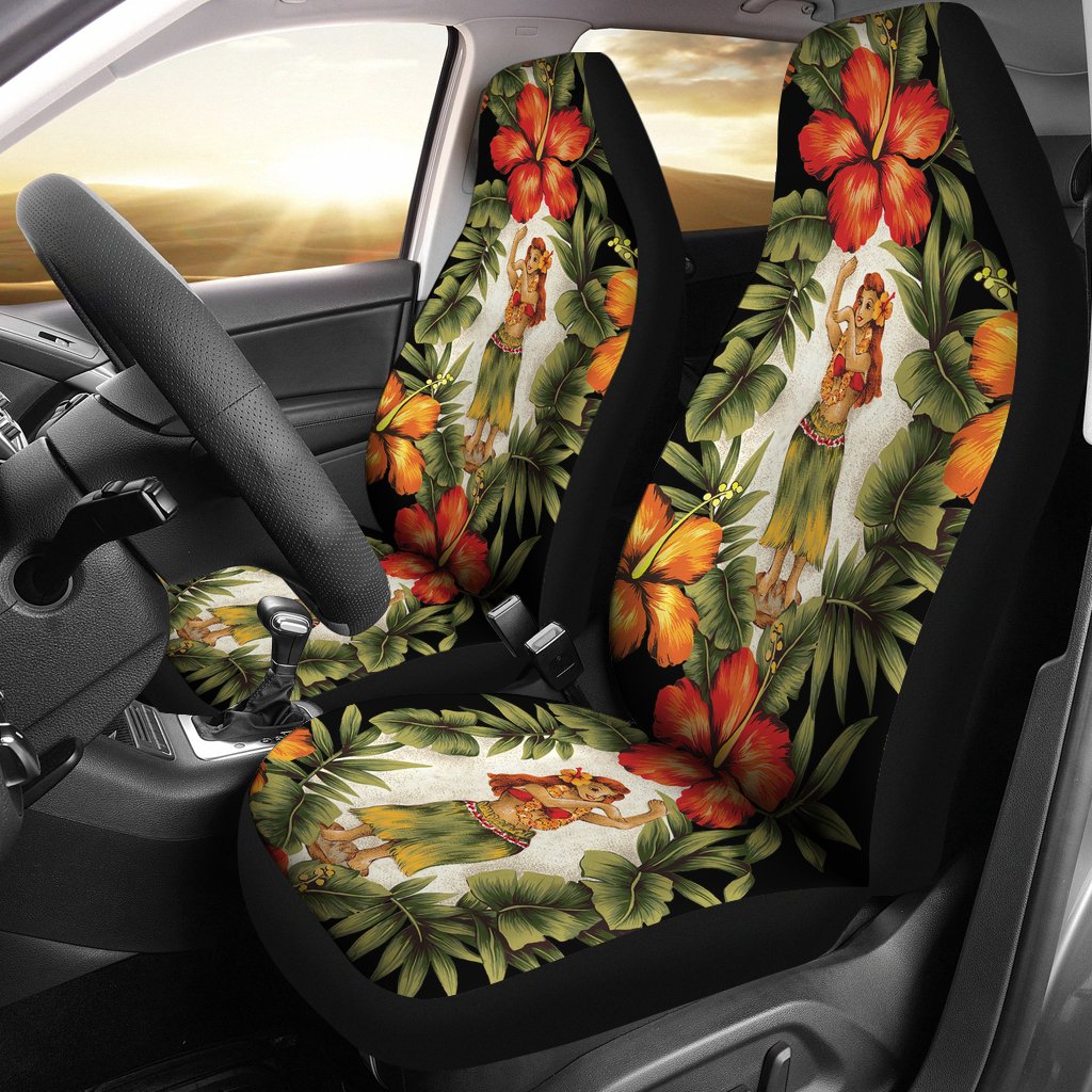Hawaiian Flower Hula Hibiscus Print Universal Fit Car Seat Covers