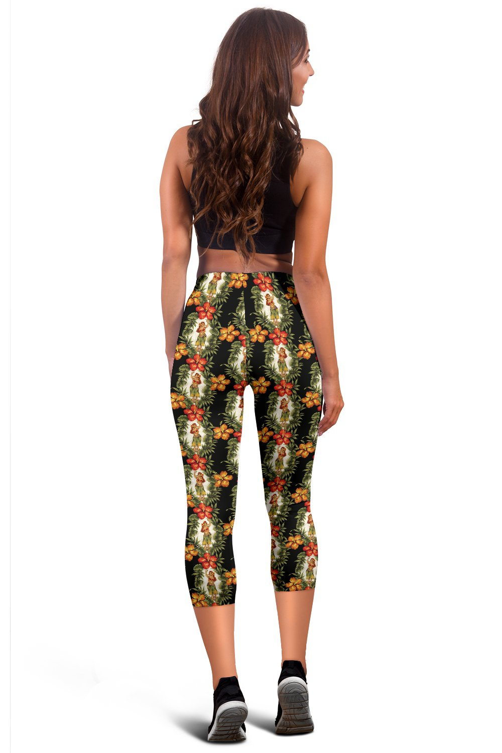 Hawaiian Flower Hula Hibiscus Print Women Capris