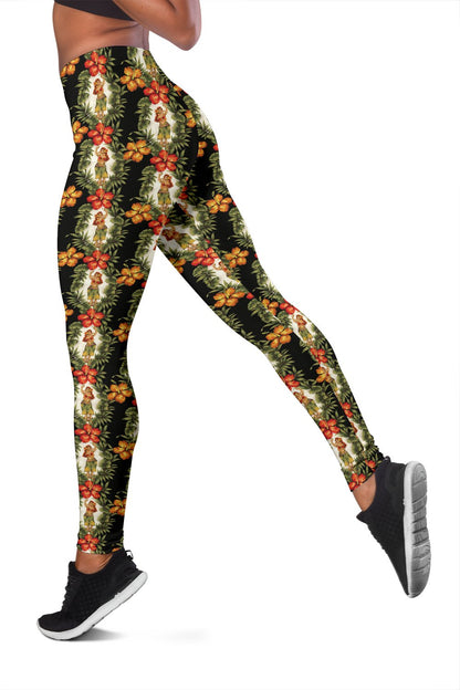 Hawaiian Flower Hula Hibiscus Print Women Leggings