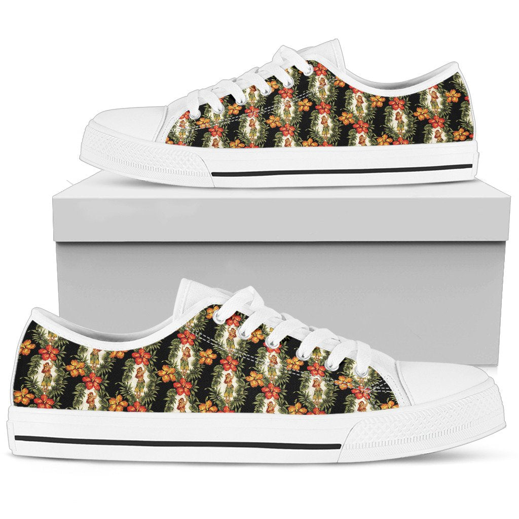 Hawaiian Flower Hula Hibiscus Print Women Low Top Shoes