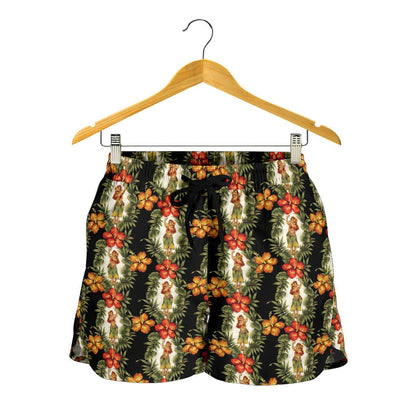 Hawaiian Flower Hula Hibiscus Print Women Shorts-JTAMIGO.COM