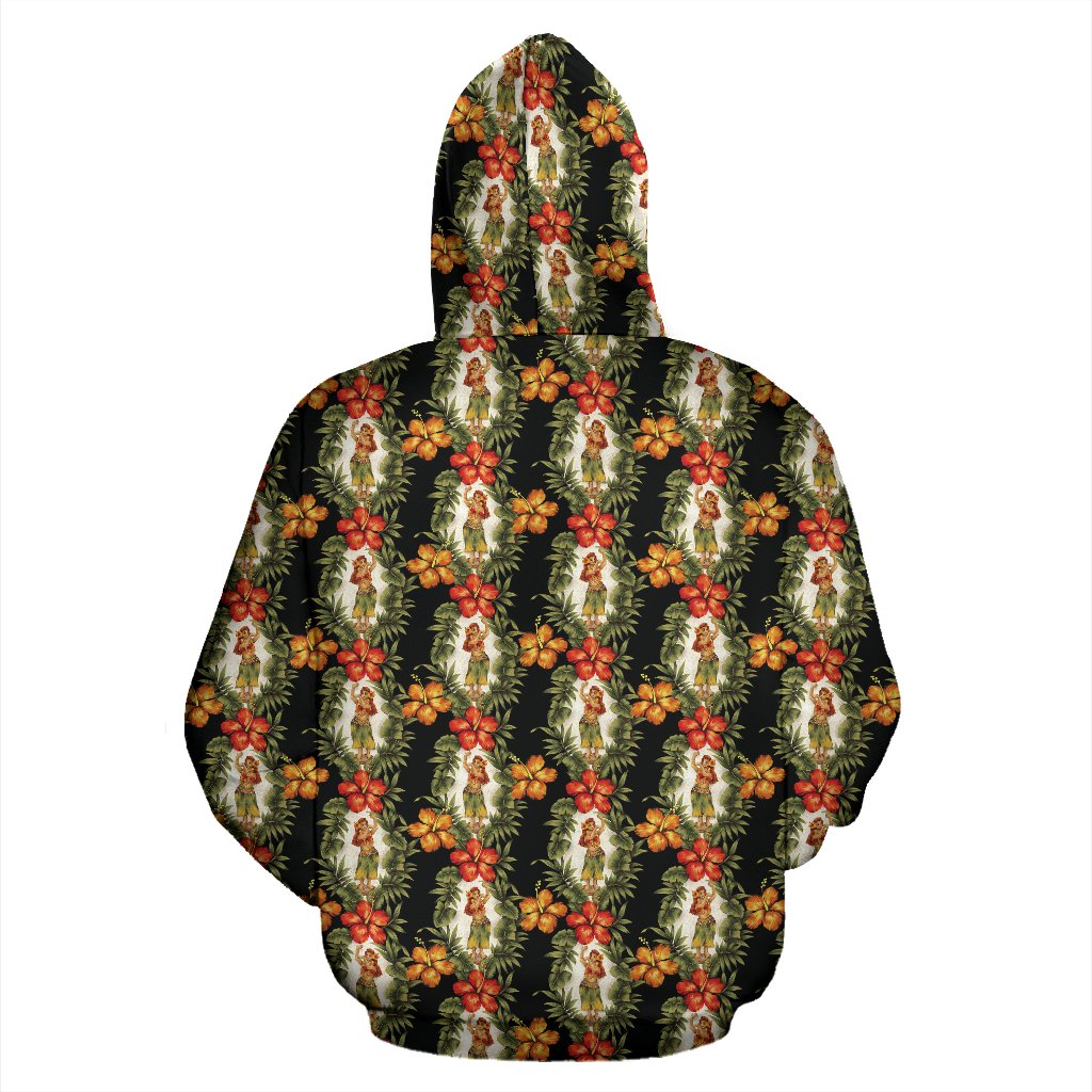 Hawaiian Flower Hula Hibiscus Print Zip Up Hoodie
