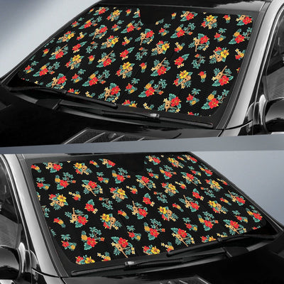 Hawaiian Flower Themed Print Car Sun Shade For Windshield