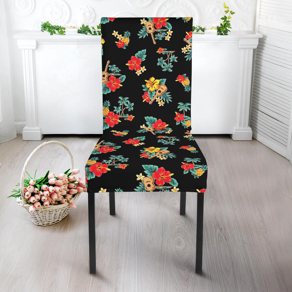 Hawaiian Flower Themed Print Dining Chair Slipcover-JTAMIGO.COM