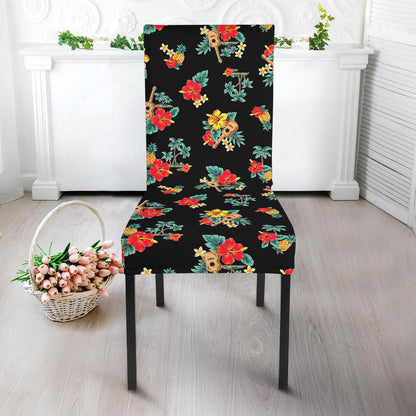 Hawaiian Flower Themed Print Dining Chair Slipcover-JTAMIGO.COM