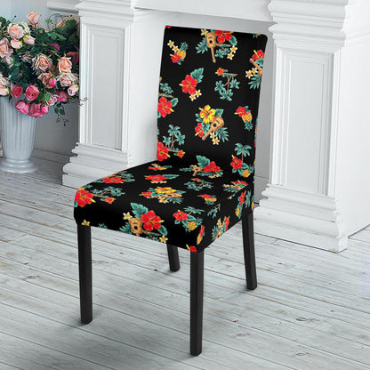 Hawaiian Flower Themed Print Dining Chair Slipcover-JTAMIGO.COM