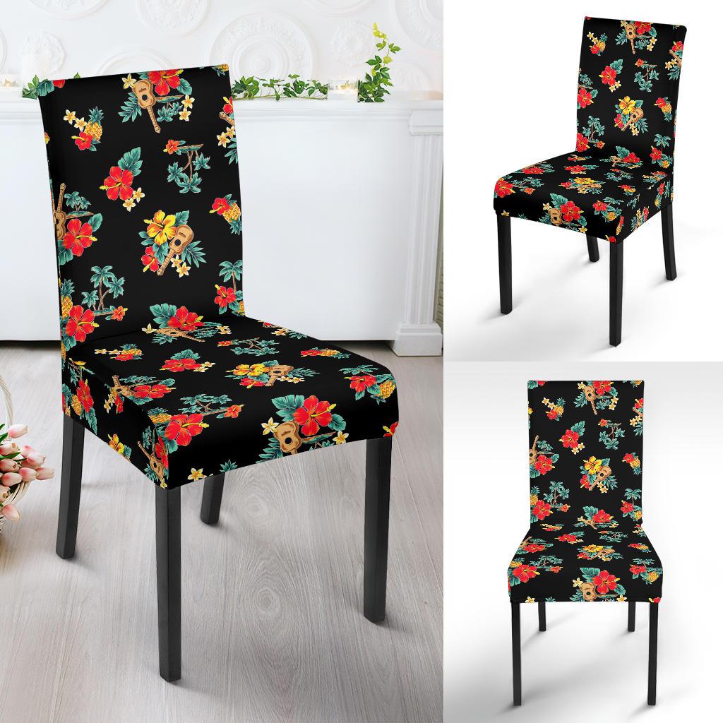 Hawaiian Flower Themed Print Dining Chair Slipcover-JTAMIGO.COM
