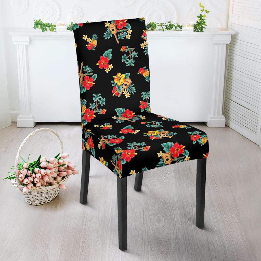 Hawaiian Flower Themed Print Dining Chair Slipcover-JTAMIGO.COM