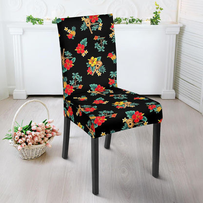 Hawaiian Flower Themed Print Dining Chair Slipcover-JTAMIGO.COM