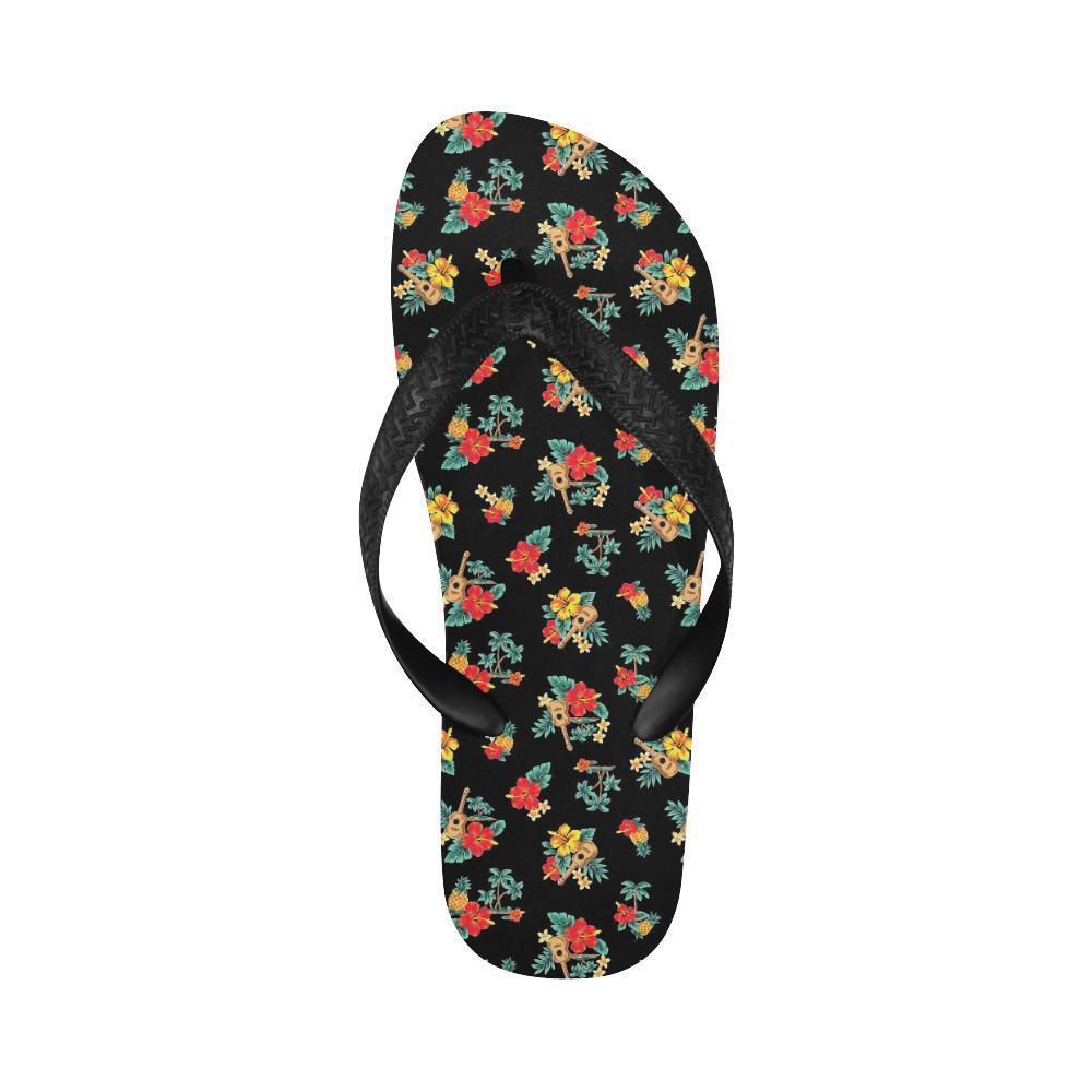 Hawaiian Flower Themed Print Flip Flops-JTAMIGO.COM