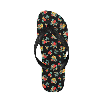 Hawaiian Flower Themed Print Flip Flops-JTAMIGO.COM