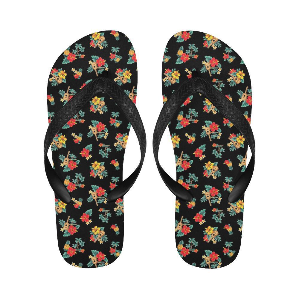 Hawaiian Flower Themed Print Flip Flops-JTAMIGO.COM