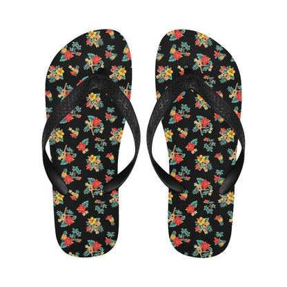 Hawaiian Flower Themed Print Flip Flops-JTAMIGO.COM