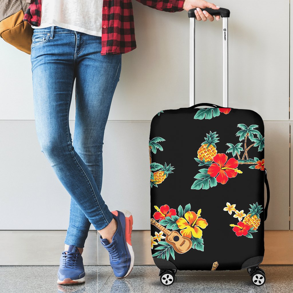 Hawaiian Flower Themed Print Luggage Cover Protector