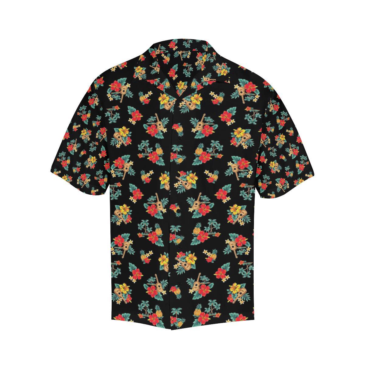 Hawaiian Flower Themed Print Men Aloha Hawaiian Shirt