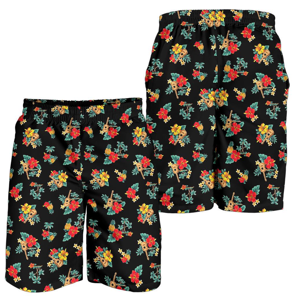 Hawaiian Flower Themed Print Mens Shorts-JTAMIGO.COM
