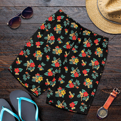 Hawaiian Flower Themed Print Mens Shorts-JTAMIGO.COM