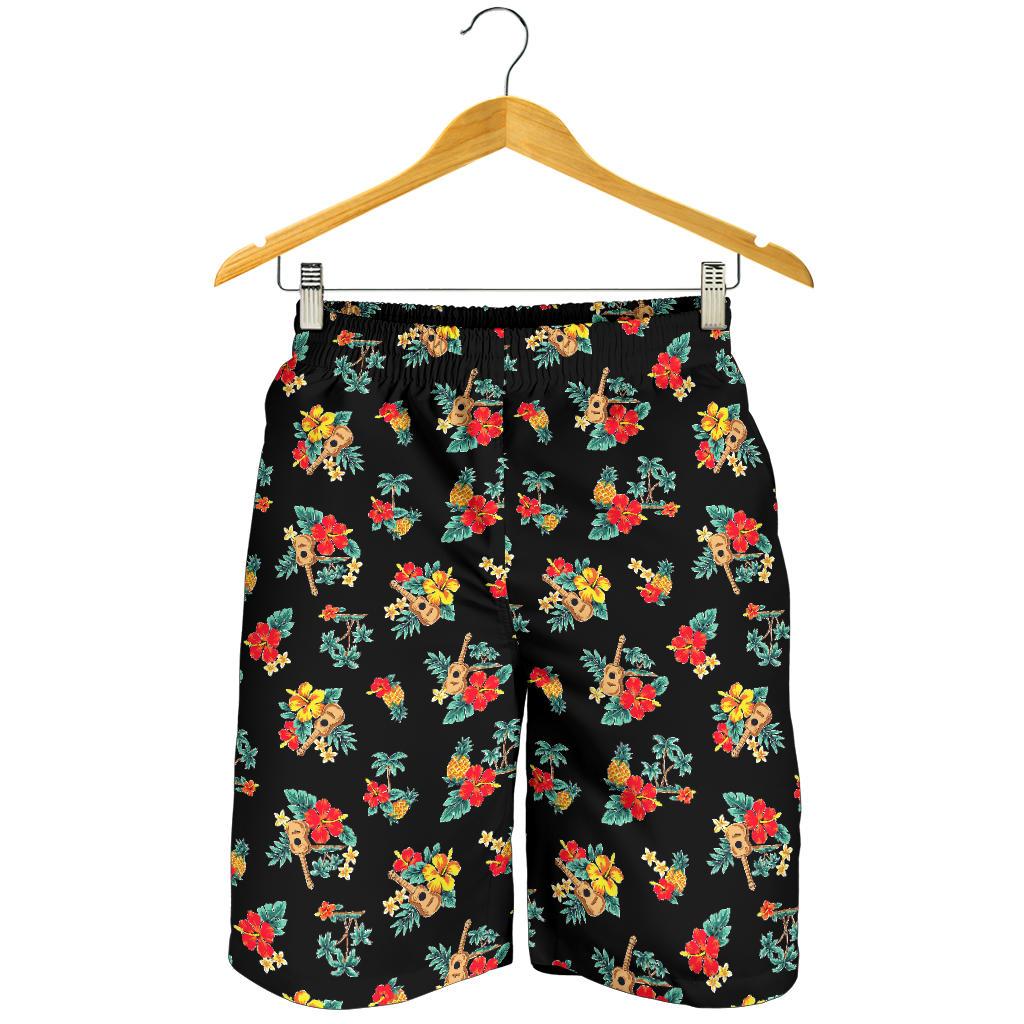 Hawaiian Flower Themed Print Mens Shorts-JTAMIGO.COM