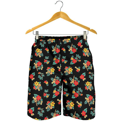 Hawaiian Flower Themed Print Mens Shorts-JTAMIGO.COM