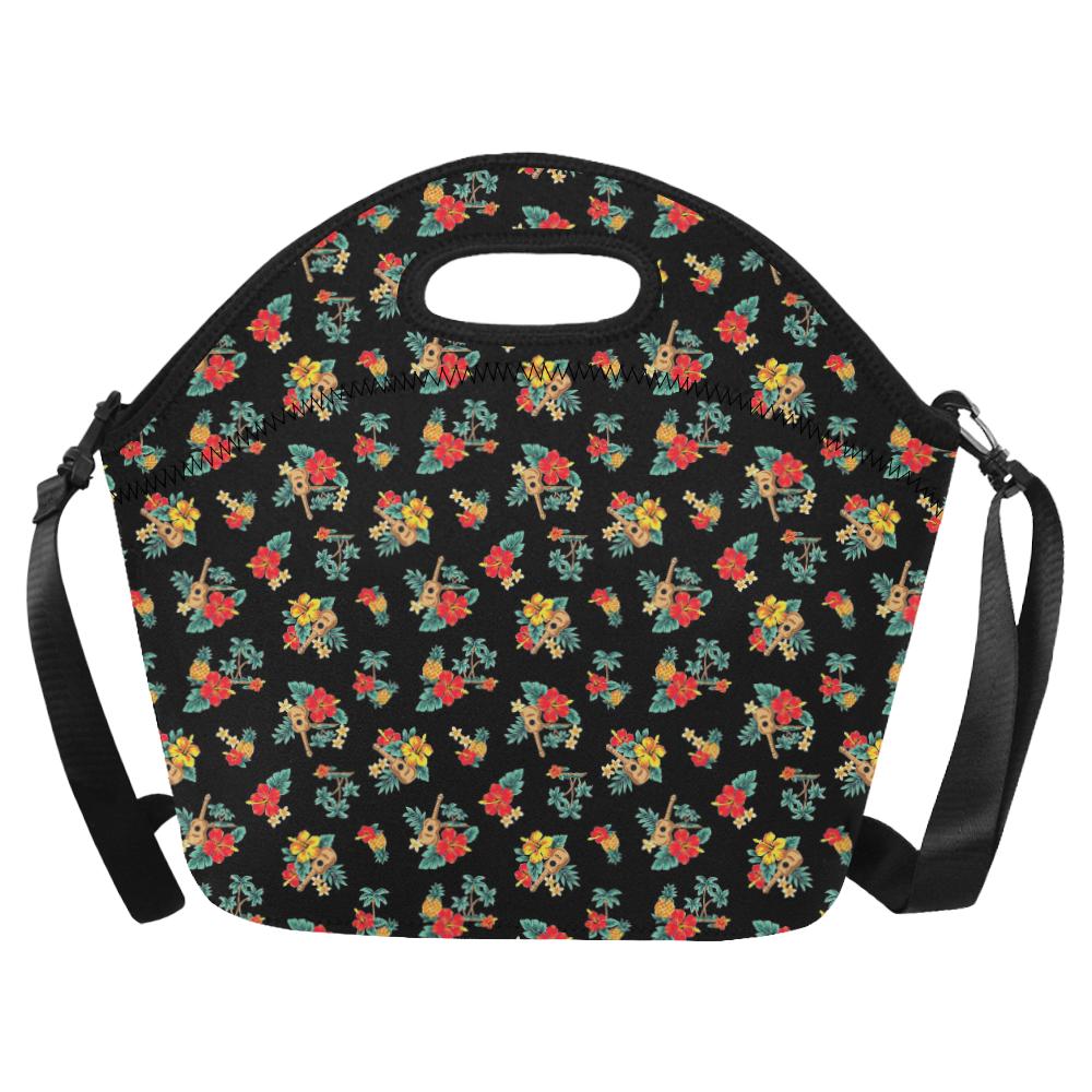 Hawaiian Flower Themed Print Neoprene Lunch Bag (Model 1669)(Large)-JTAMIGO.COM