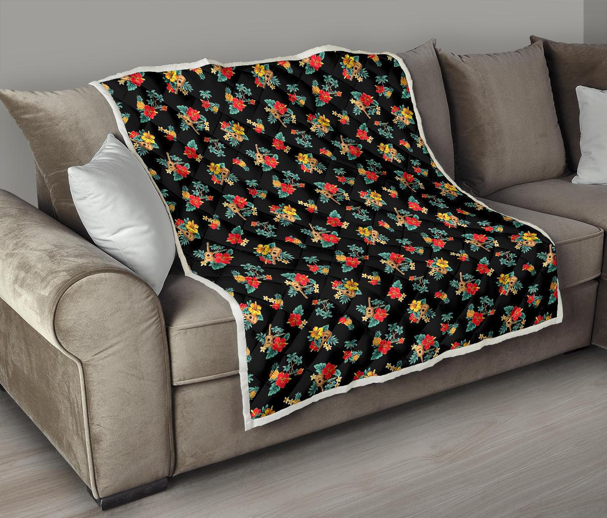 Hawaiian Flower Themed Print Premium Quilt-JTAMIGO.COM