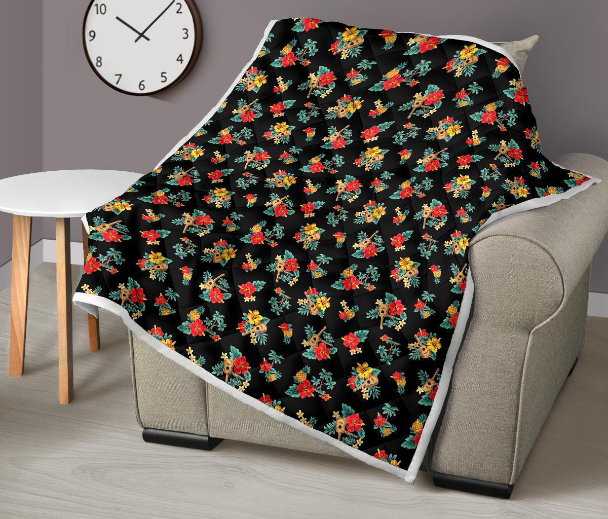 Hawaiian Flower Themed Print Premium Quilt-JTAMIGO.COM