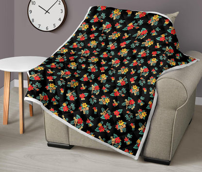 Hawaiian Flower Themed Print Premium Quilt-JTAMIGO.COM