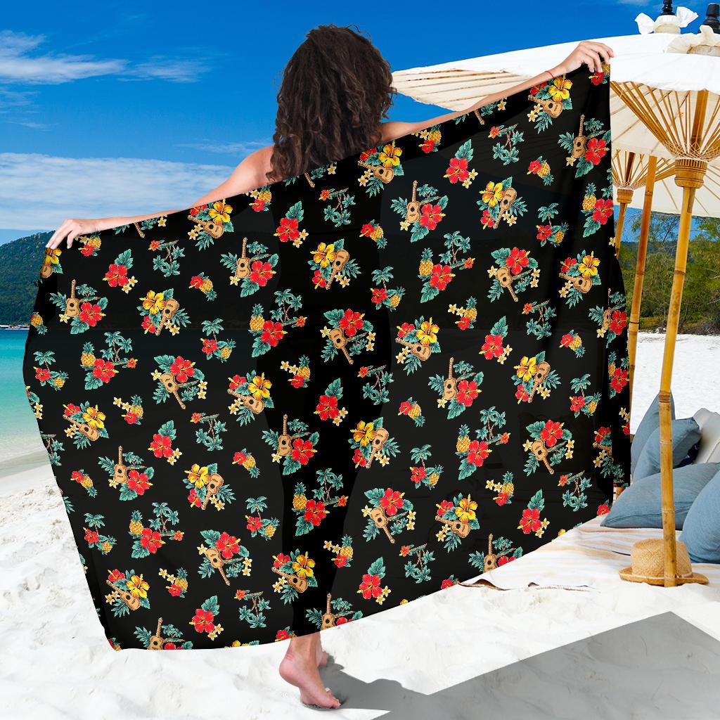 Hawaiian Flower Themed Print Sarong Pareo Wrap