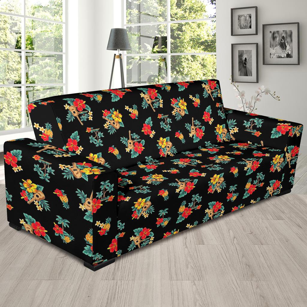Hawaiian Flower Themed Print Sofa Slipcover-JTAMIGO.COM
