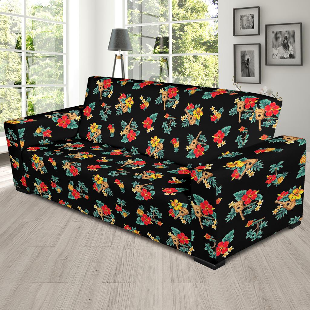 Hawaiian Flower Themed Print Sofa Slipcover-JTAMIGO.COM