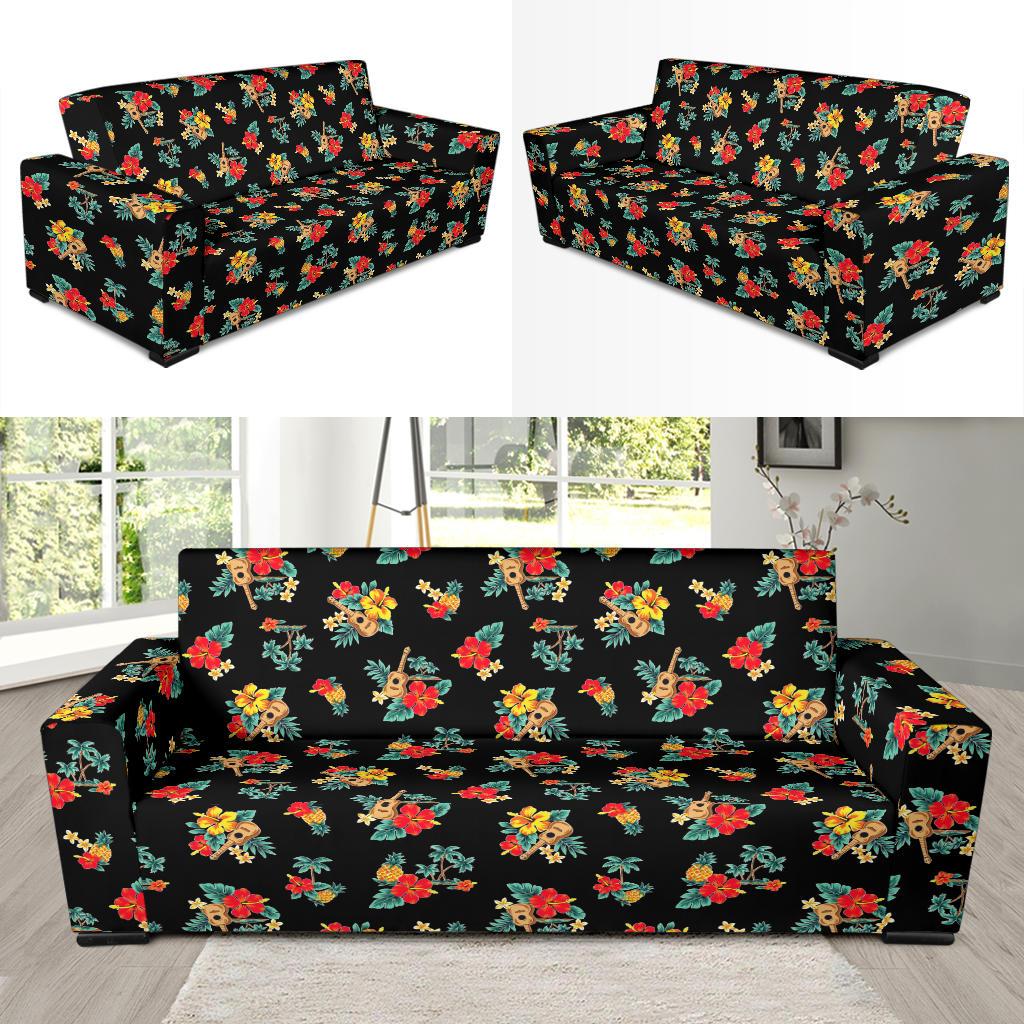 Hawaiian Flower Themed Print Sofa Slipcover-JTAMIGO.COM