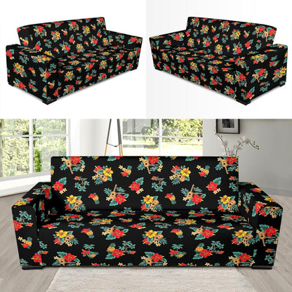 Hawaiian Flower Themed Print Sofa Slipcover-JTAMIGO.COM