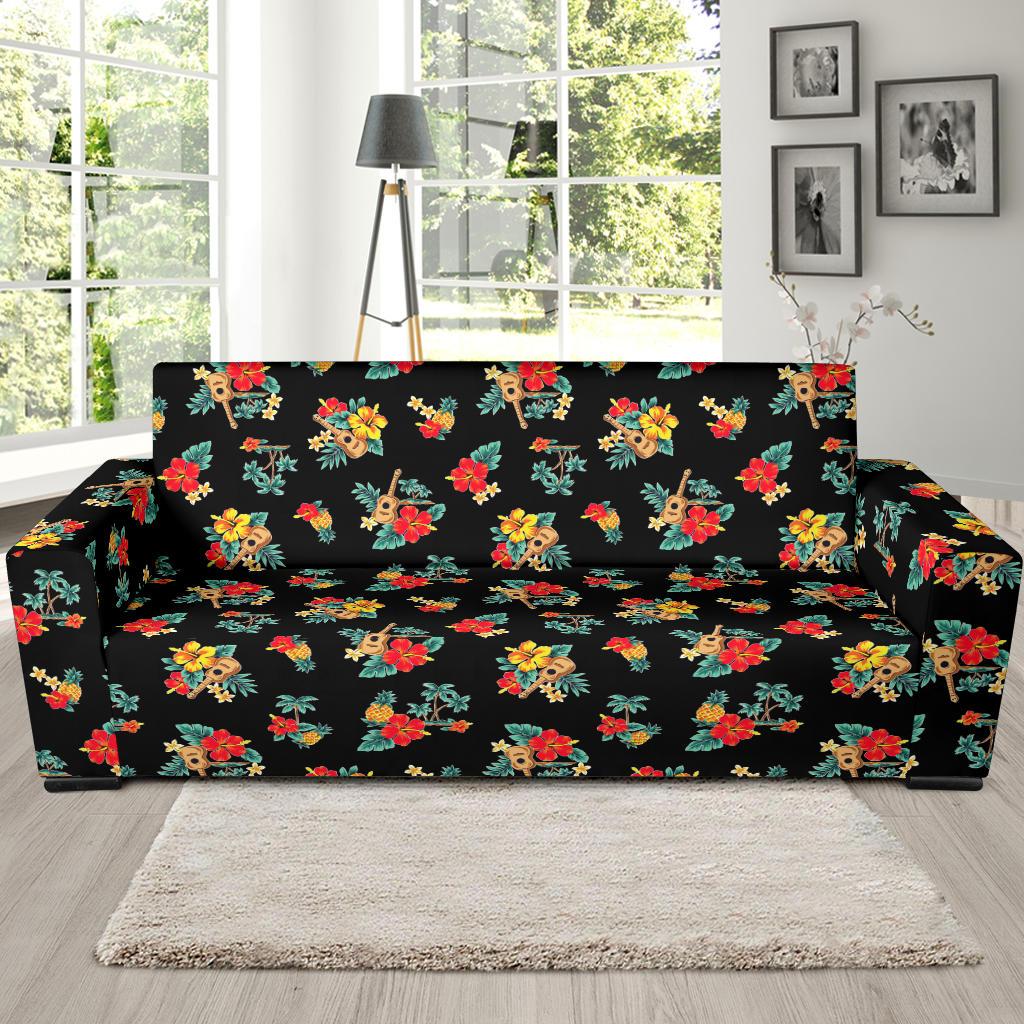 Hawaiian Flower Themed Print Sofa Slipcover-JTAMIGO.COM