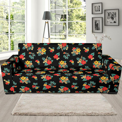 Hawaiian Flower Themed Print Sofa Slipcover-JTAMIGO.COM