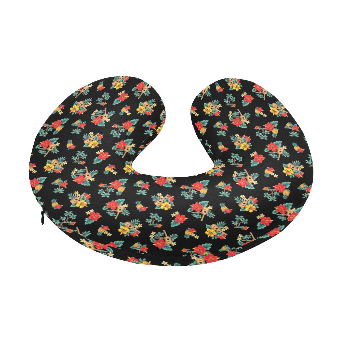 Hawaiian Flower Themed Print U-Shaped Travel Neck Pillow-JTAMIGO.COM