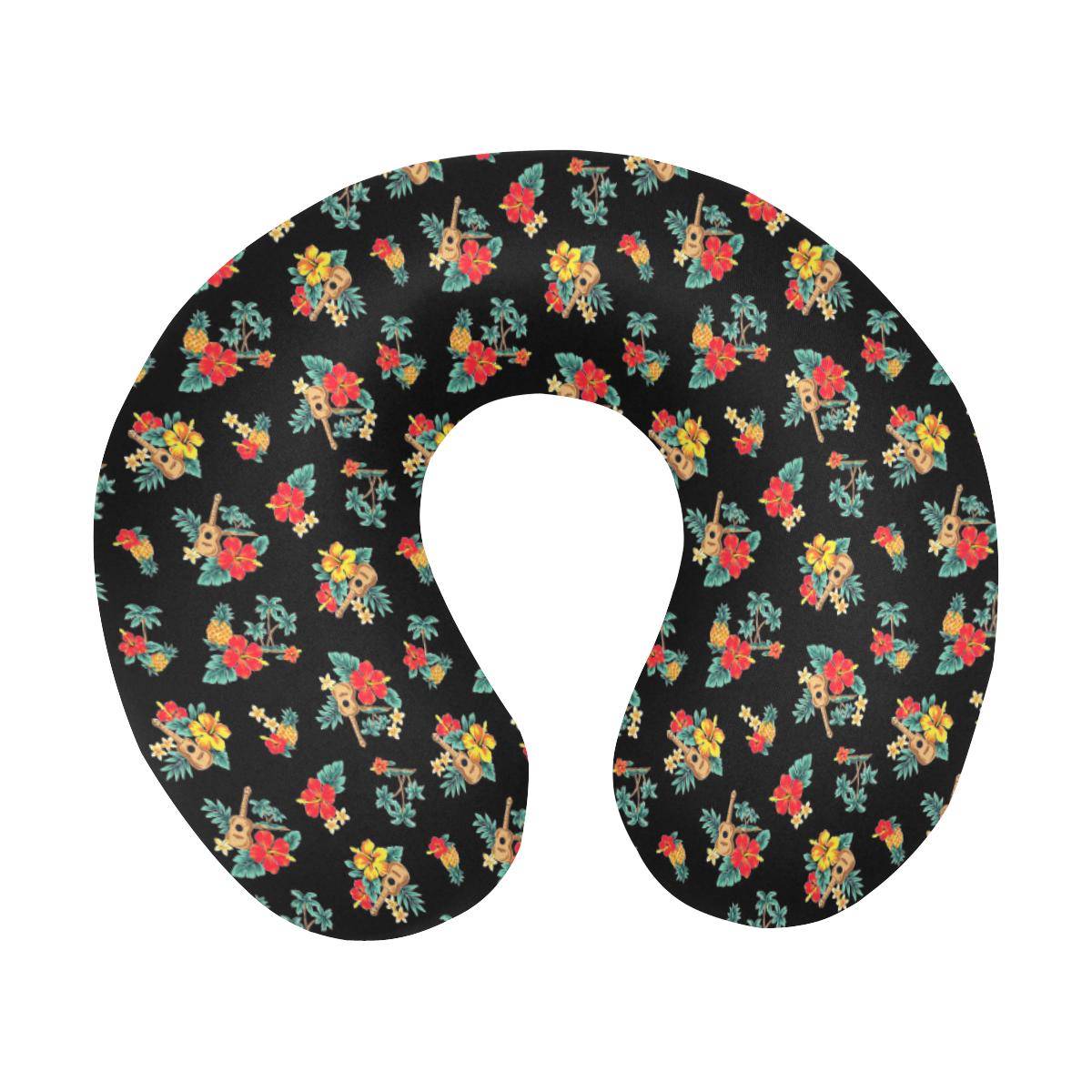 Hawaiian Flower Themed Print U-Shaped Travel Neck Pillow-JTAMIGO.COM