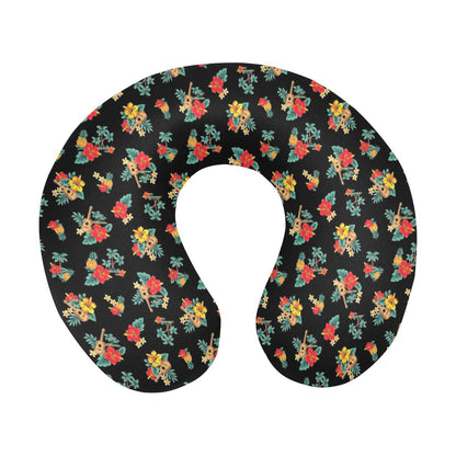 Hawaiian Flower Themed Print U-Shaped Travel Neck Pillow-JTAMIGO.COM