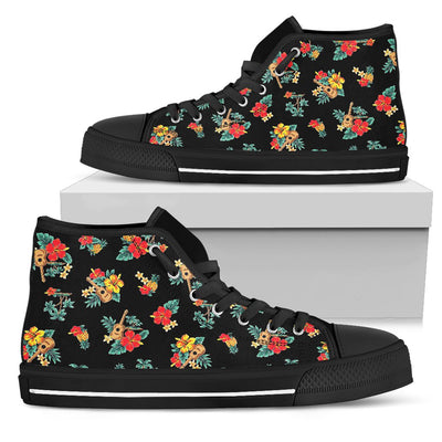 Hawaiian Flower Themed Print Women High Top Shoes