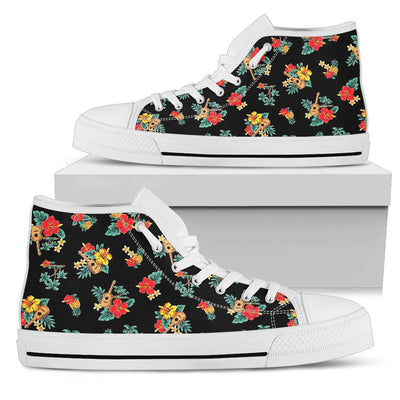 Hawaiian Flower Themed Print Women High Top Shoes