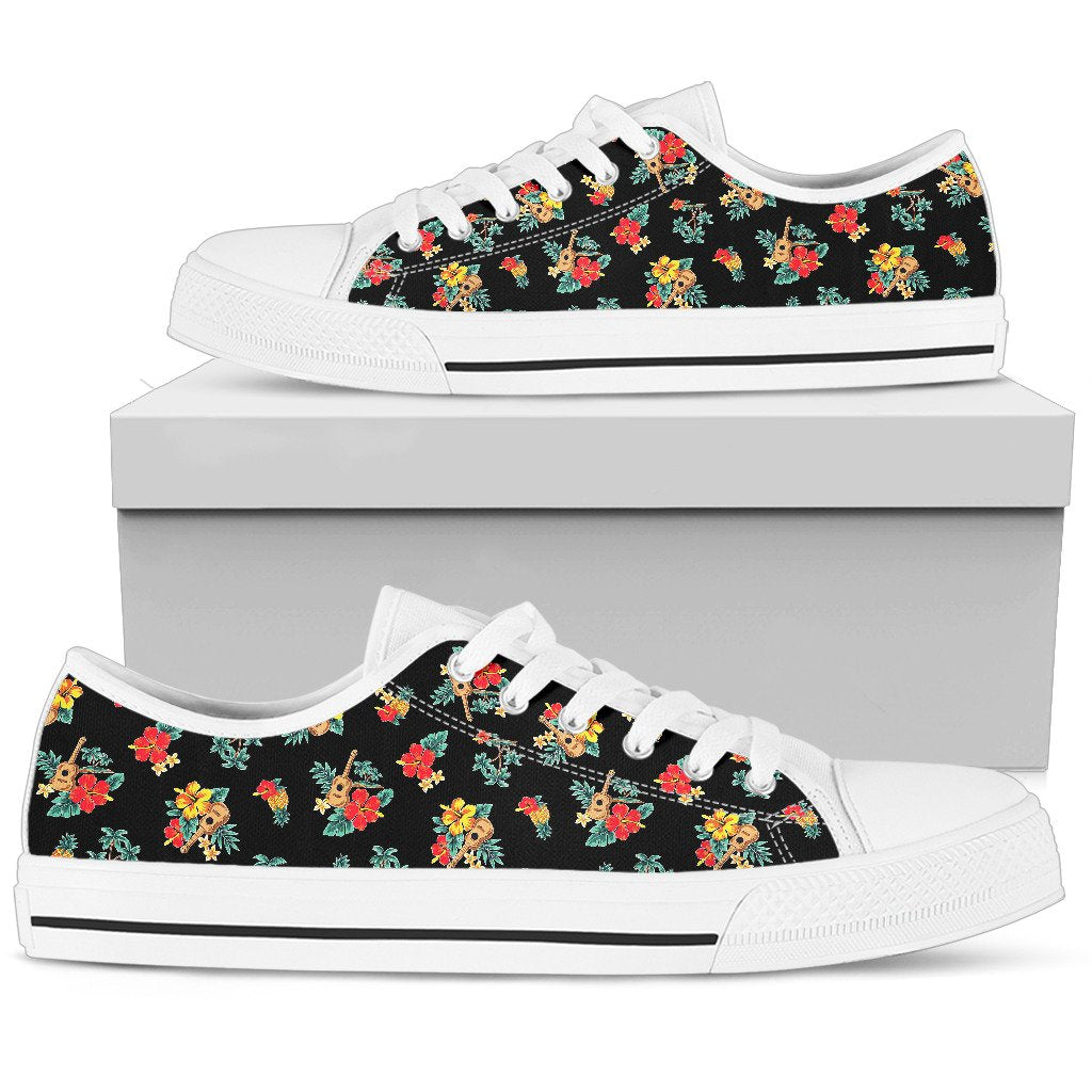 Hawaiian Flower Themed Print Women Low Top Shoes