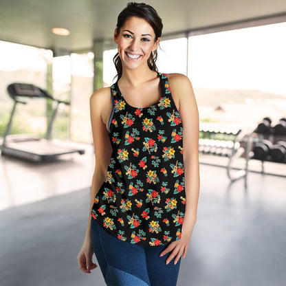 Hawaiian Flower Themed Print Women Racerback Tank Top